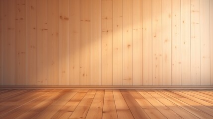 Naklejka premium wood wall empty room mock-up, ai