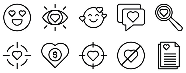 dating app line style icon set collection