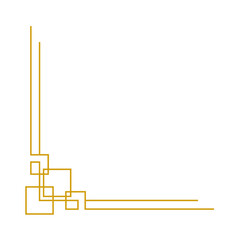 Minimalist line corner with gold color. Chinese frame corner and border. 