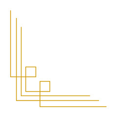 Minimalist line corner with gold color. Chinese frame corner and border. 