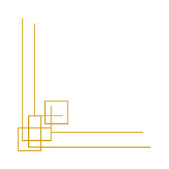 Minimalist line corner with gold color. Chinese frame corner and border. 