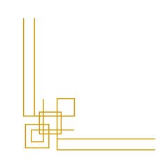 Minimalist line corner with gold color. Chinese frame corner and border. 