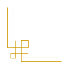 Minimalist line corner with gold color. Chinese frame corner and border. 