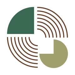 Geometric mid century shape. Boho aesthetic geometric shape. Contemporary mid century line design with sun and moon phases. Modern vector illustration