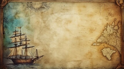 old nautical treasure vintage map theme background