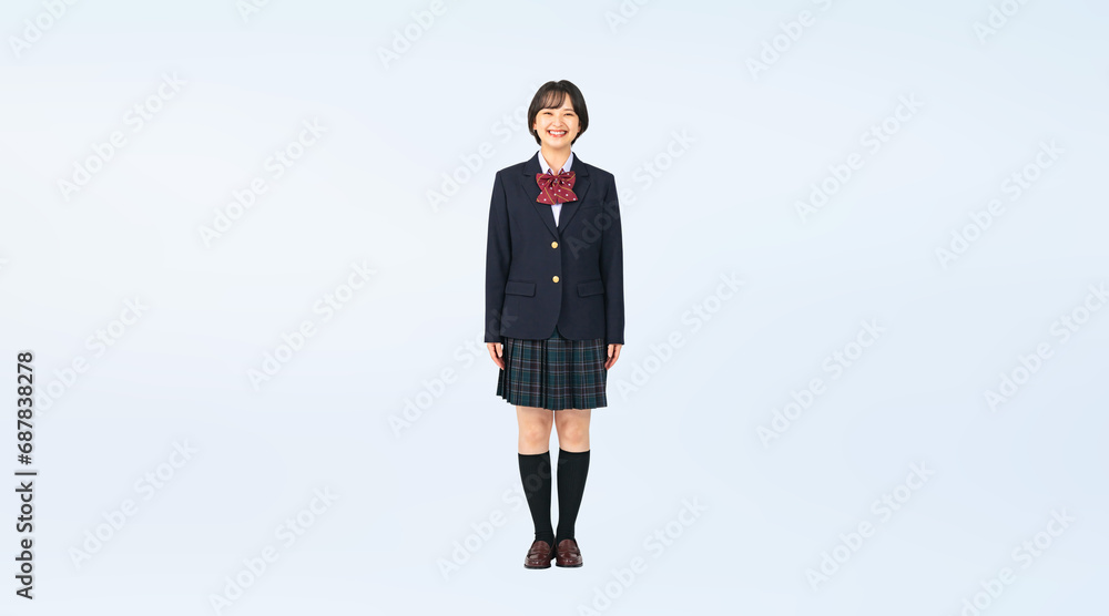 Aufkleber 制服を着た女子学生　切り抜き全身写真（切り抜き背景透過pngも販売しております。作成者リンクから「png」で検索してください）
