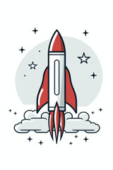 Cartoon rocket in space