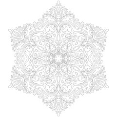 Elegant vintage light silver ornament in classic style. Abstract traditional ornament with oriental elements. Classic vintage pattern