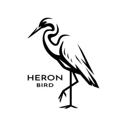 Logo of a heron standing on one leg. - 687838690
