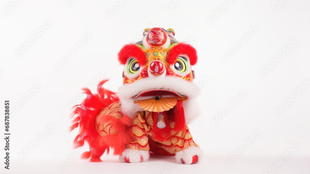 Wall mural chinese new year lion. cute asian character holiday toy lion toy