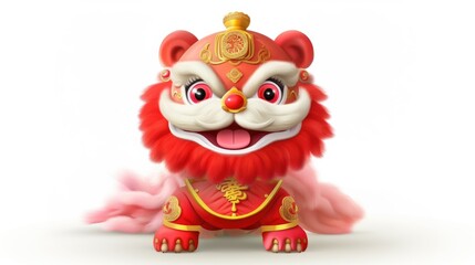 Naklejka premium chinese new year lion. cute asian character holiday toy lion toy