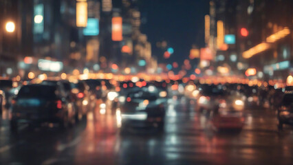 Fototapeta na wymiar Blurred of car in city at night, bokeh background