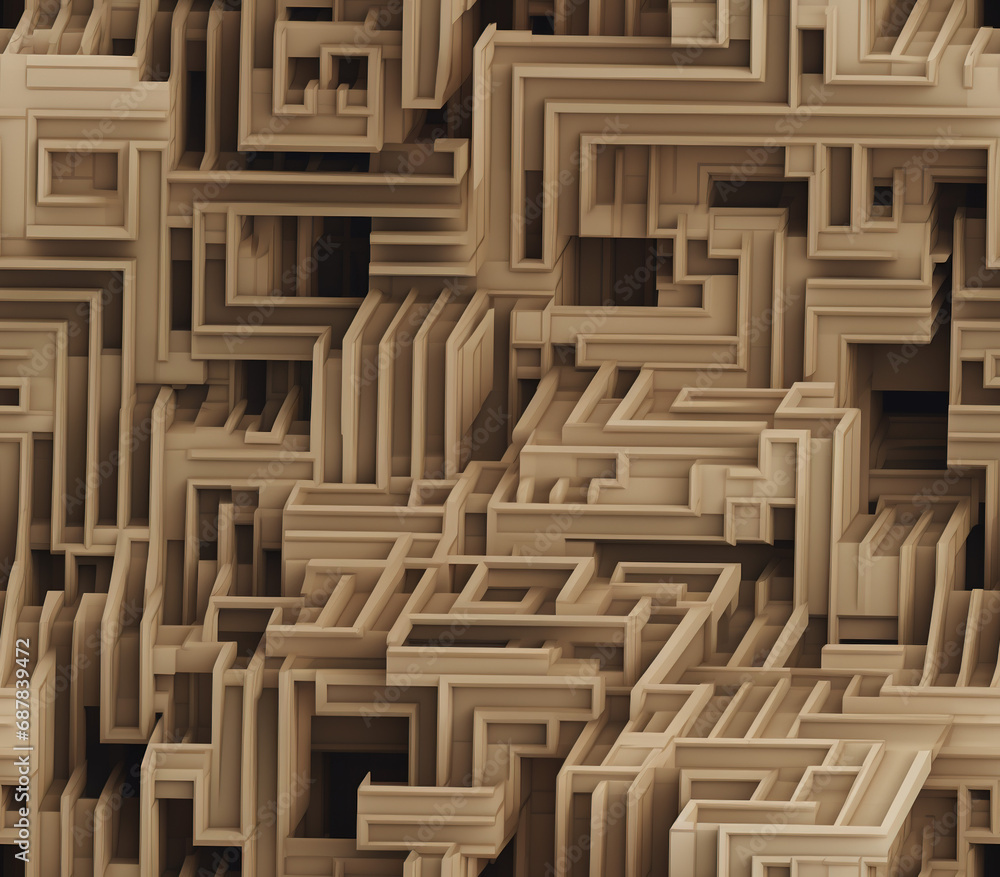 Poster 3d labyrinth seamless patterns