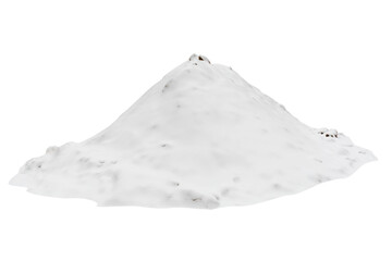  Pile of snow with light on a cloudy day isolated on white background, template for designer