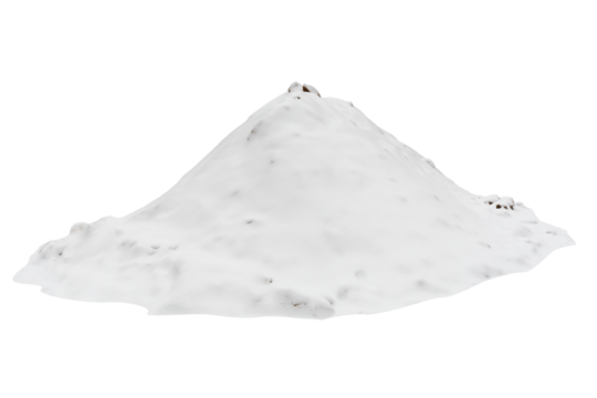  Pile of snow with light on a cloudy day isolated on white background, template for designer