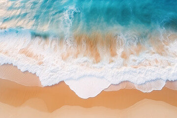 Fototapeta na wymiar Top View of Tropical Beach Waves on Turquoise Water