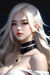 white hair girl animated portrait realism