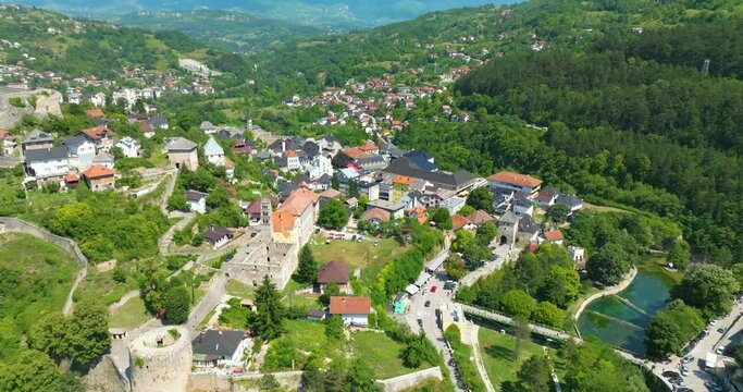 Aerial view of Jajce in Bosnia
