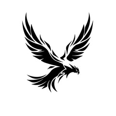 Flying Hawk Logo Monochrome Design Style