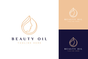 cosmetic design logo or oil drops with woman's face