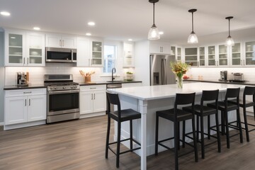 Beautiful modern interior design of kitchen background.