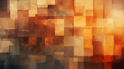 Abstract Background with Cubes in Orange and Yellow Colors, Digital Illustration. AI Generative