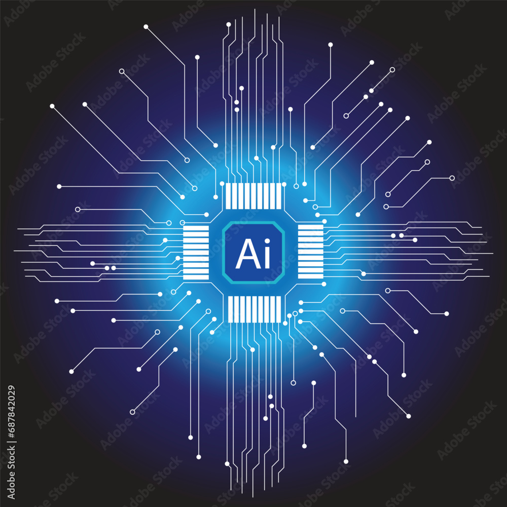 Aufkleber abstract futuristic circuit board illustration, circuit board with ai. circuit board pattern for tec