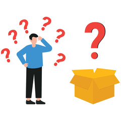 Confused man and mystery box Illustration

