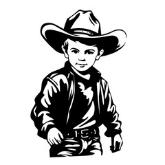 Kid Cowboy Logo Monochrome Design Style