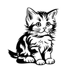 Kitten Logo Monochrome Design Style