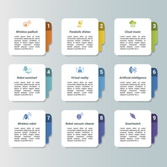 Infographics with Creative Learning theme icons, 10 steps. Such as creative thinking, open book, group discussion, idea integration and more.