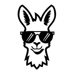 Llama In Sunglasses Logo Monochrome Design Style