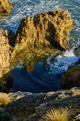 Discover sheltered bay beaches and wild surf beaches, blowholes, caves and unusual rock formations...