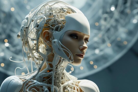 Concept of human evolution interaction and communication with A.I artificial inteligence