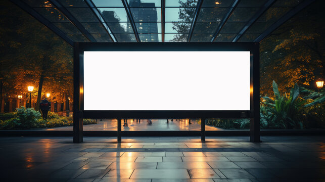Blank digital signage screen displayed at urban street