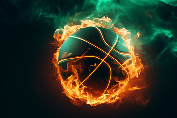 Basketball ball in fire