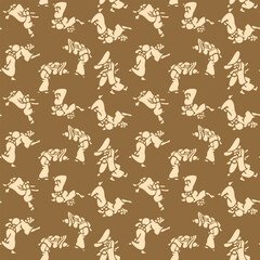 Japanese Traditional Dancing Motif Vector Seamless Pattern
