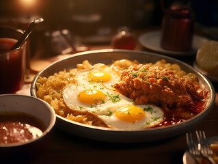 Calorie Rich Western Type Hot Meal AI Photo