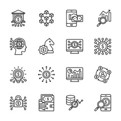 set of icons fintech