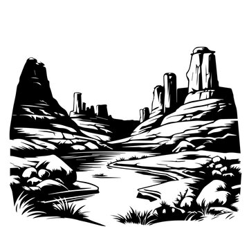 Moab National Park Logo Monochrome Design Style