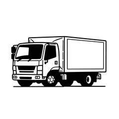Moving Truck Logo Monochrome Design Style