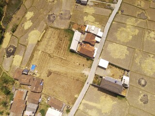 Aerial Photography. Aerial Landscapes. Agricultural view of rice fields on the edge of Bandung city...