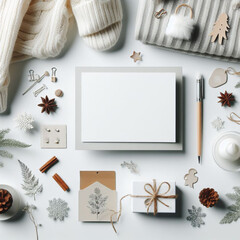 White card mockup on wooden background