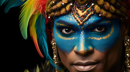 Man in costume on Brazilian carnival