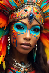 Woman in costume on Brazilian carnival	