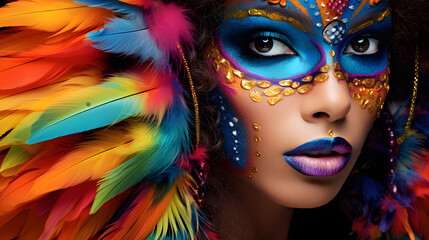 Woman in costume on Brazilian carnival	