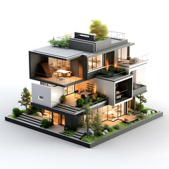 3d house model on white background