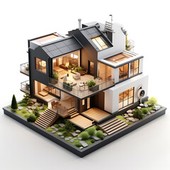 3d house model on white background