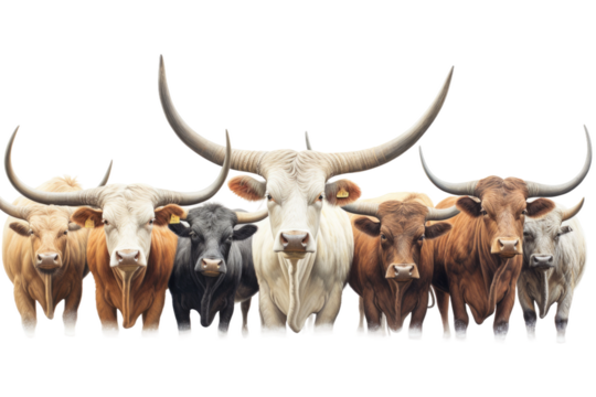 Animal Ankole Watusi Long Horned cattle on a White or Clear Surface PNG Transparent Background