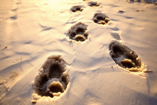 Photo of an animal's intricate footprints or tracks. Generative AI